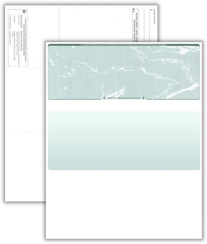 Compuchecks Blank Check Paper, Computer Checks Compatible with QuickBooks and Any Laser Printer, Secure Check on top Voucher on Bottom (50 Blank Checks, Green Marble) - Image 3